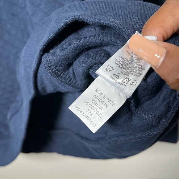 Eddie Bauer Men Sweater Large Navy Blue Quilt Henley Snap Button‎ Gorpcore - Picture 4 of 9